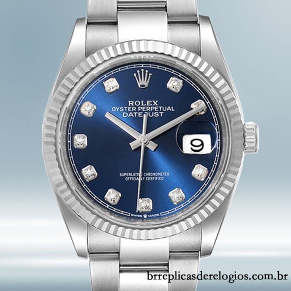 Rolex Datejust masculino 126334 41mm mostrador azul pulseira de ostra