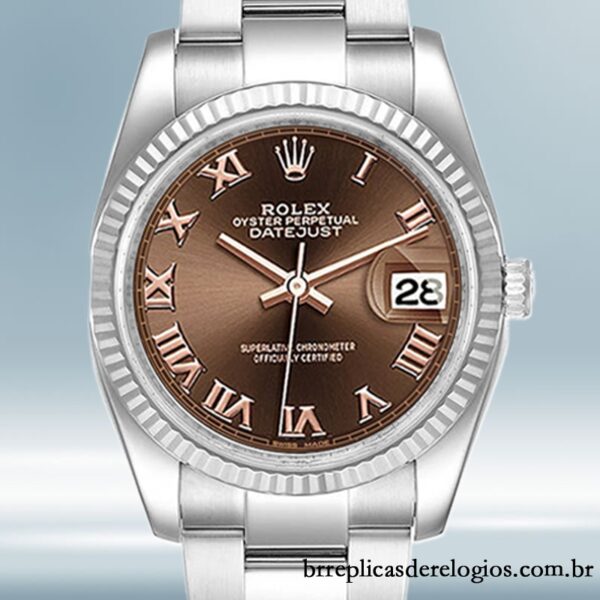 Rolex Datejust 40mm masculino 126334CHRO Mostrador Chocolate Tom prata