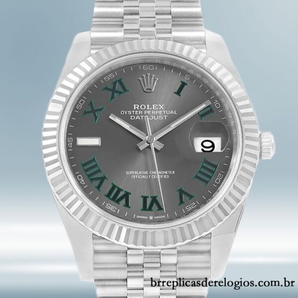 Rolex Datejust 41mm masculino m126334-0022 Wimbledon Dial Tom prata