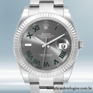 Rolex Datejust masculino 41mm m126334-0021 Wimbledon Dial Tom prata