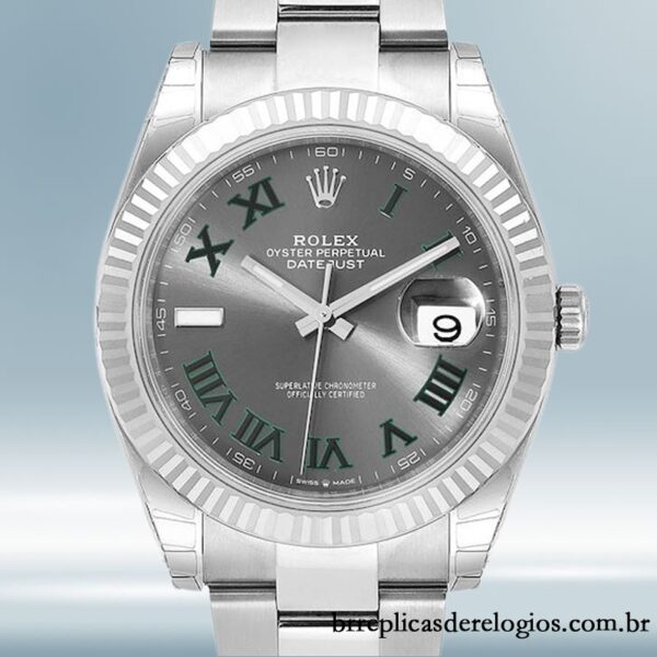 Rolex Datejust masculino 41mm m126334-0021 Wimbledon Dial Tom prata