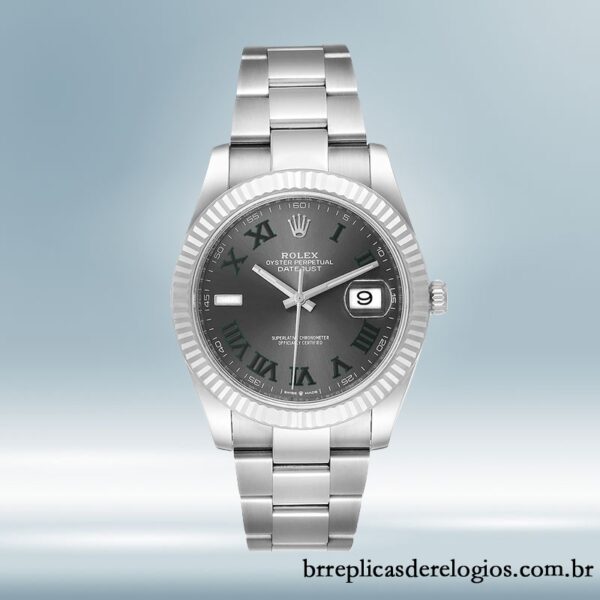 Rolex Datejust masculino 41mm m126334-0021 Wimbledon Dial Tom prata - Imagem 2