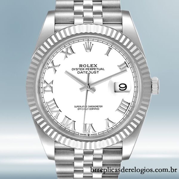 Rolex Datejust masculino 41mm 126334WRJ Tom prata mostrador branco