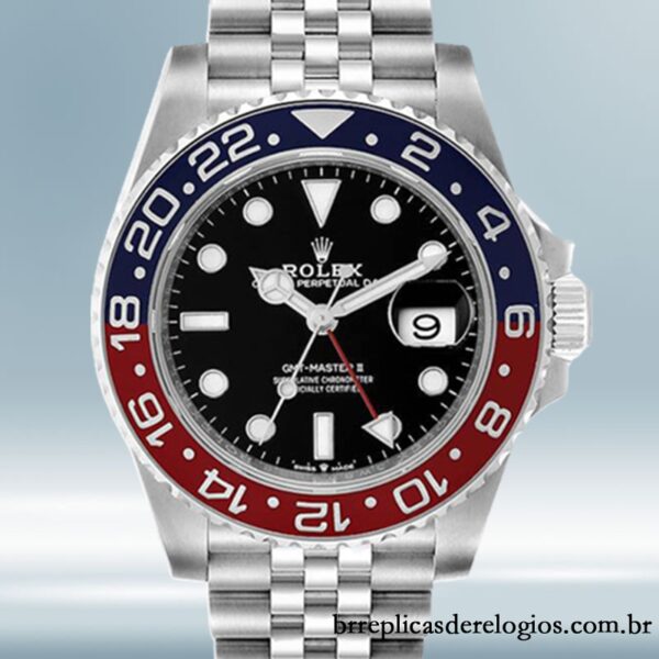 Rolex Gmt Master Ii 40mm masculino m126710blro-0002 Tom prata mostrador preto