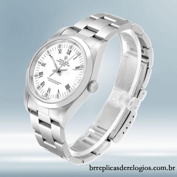 Rolex Oyster Perpetual Date 36mm 15000 masculino mostrador branco Tom prata - Image 3