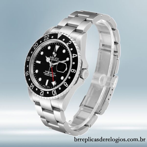 Rolex Gmt Master Ii 16710BKSO masculino 40mm pulseira de ostra Tom prata - Image 3
