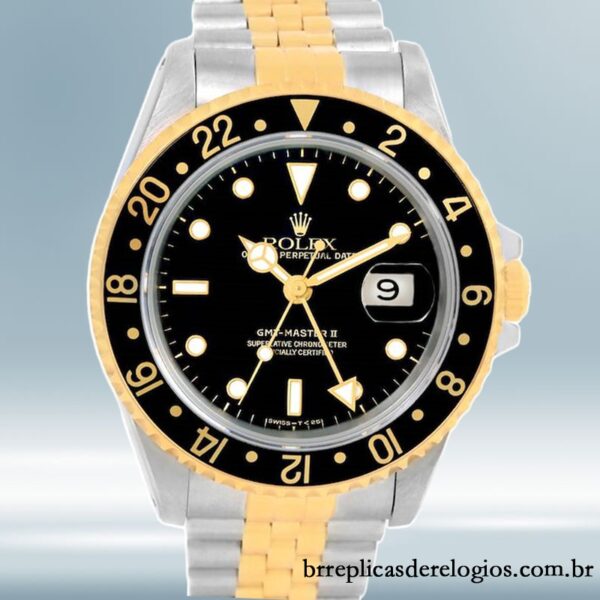 Rolex Gmt Master masculino 40mm 16713BKSJ Tom de ouro