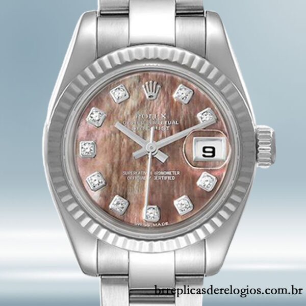 Rolex Datejust 26mm Senhoras 179174 pulseira de ostra Mostrador Preto Madrepérola