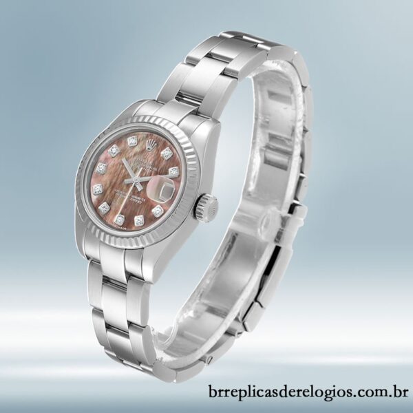 Rolex Datejust 26mm Senhoras 179174 pulseira de ostra Mostrador Preto Madrepérola - Imagem 3