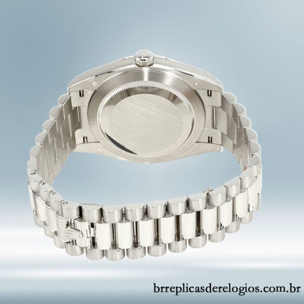 Rolex Day-Date m228206-0044 masculino 40mm Tom prata Mostrador Azul Gelo - Imagem 4