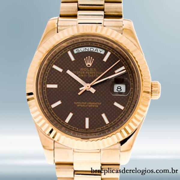 Rolex Day-date 40mm masculino 228235-0006 Mostrador Marrom Rosa Dourado