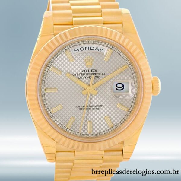 Rolex Day-Date 40mm 228238 masculino Mostrador diagonal prateado