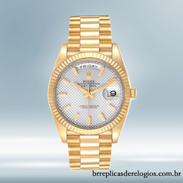 Rolex Day-Date 40mm 228238 masculino Mostrador diagonal prateado - Imagem 2