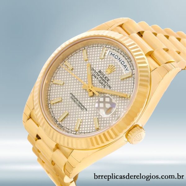 Rolex Day-Date 40mm 228238 masculino Mostrador diagonal prateado - Imagem 3