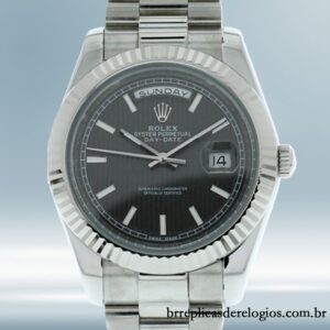 Rolex Day-date 40mm 228239BKSP masculino Tom prata