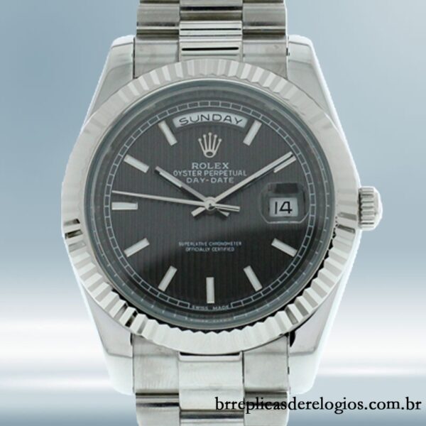 Rolex Day-date 40mm 228239BKSP masculino Tom prata