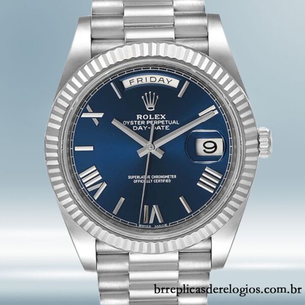 Rolex Day-Date masculino 40mm m228239-0007 Pulseira do Jubileu mostrador azul