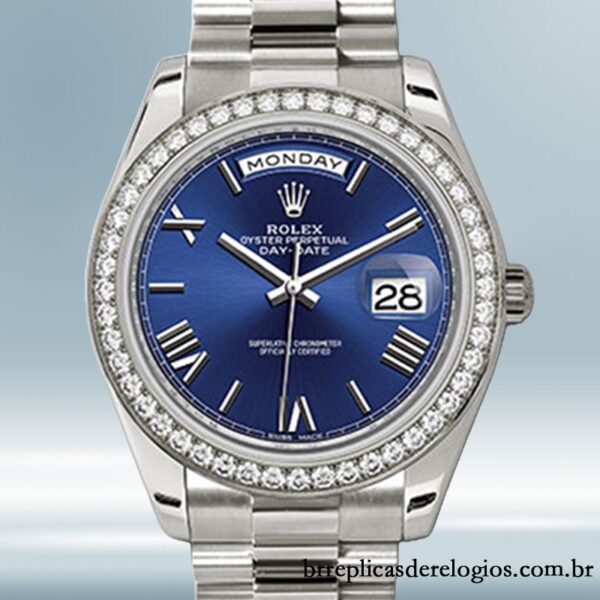 Rolex Day-Date 228349BLRP masculino 40mm Tom prata Automático