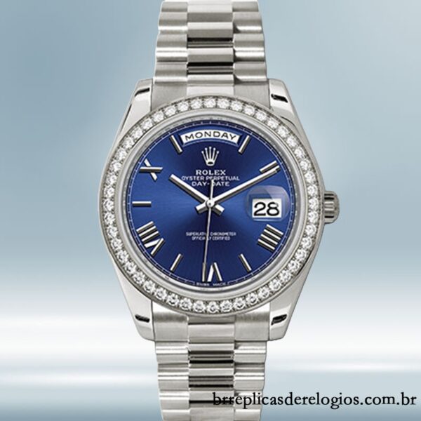 Rolex Day-Date 228349BLRP masculino 40mm Tom prata Automático - Imagem 2