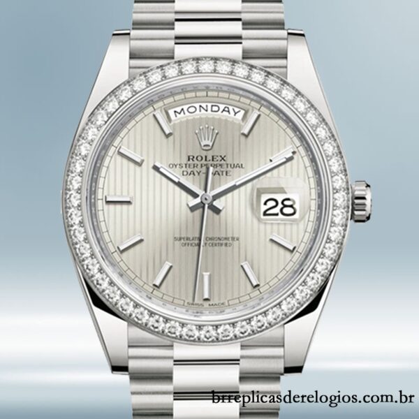 Rolex Day-Date masculino 228349SSP 40mm Tom prata Automático
