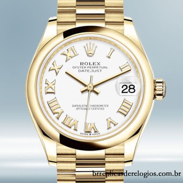 Rolex Datejust Senhoras 31mm m278248-0020 mostrador branco Tom de ouro