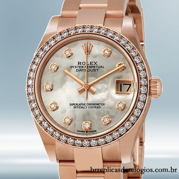 Rolex Datejust Senhoras m278285rbr-0011 31mm Mostrador Madrepérola Rosa Dourado