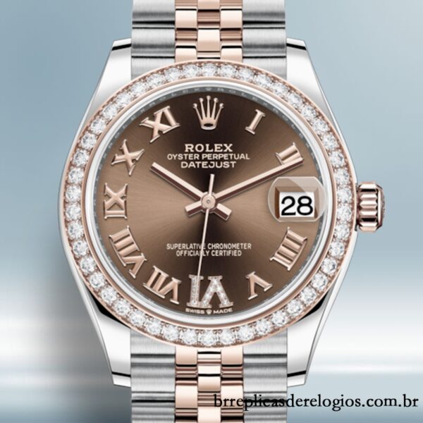 Rolex Datejust m278381rbr-0006 Senhoras 31mm Tom prata Mostrador Chocolate