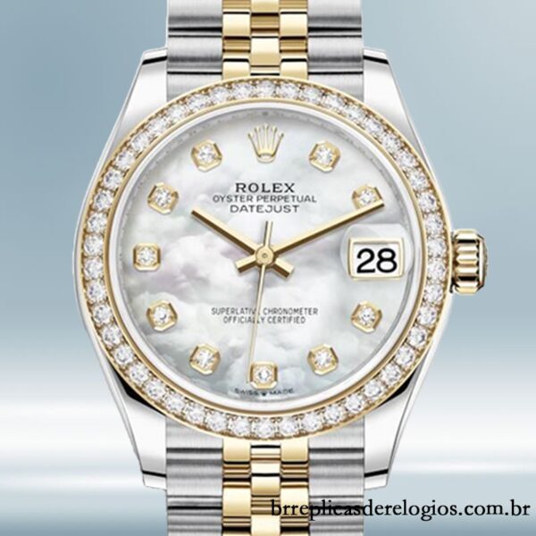 Rolex Datejust m278383rbr-0028 Senhoras 31mm Tom prata Mostrador Madrepérola