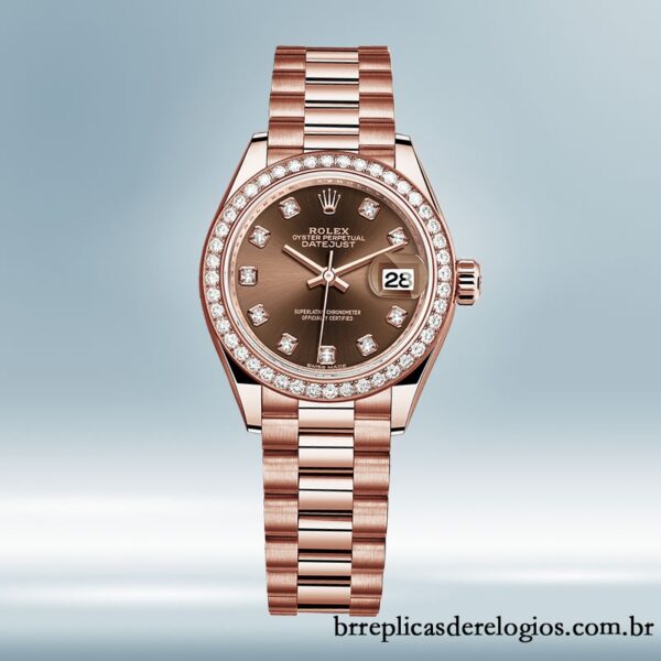 Rolex Datejust Senhoras 28mm 279135rbr-0017 Rosa Dourado Pulseira Presidente/Pulseira Jubileu - Image 2