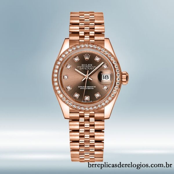 Rolex Datejust Senhoras 28mm 279135rbr-0017 Rosa Dourado Pulseira Presidente/Pulseira Jubileu - Image 5