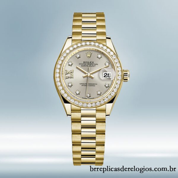 Rolex Datejust m279138rbr-0001 Senhoras 28mm Mostrador Diamante Prateado Tom de ouro - Image 2