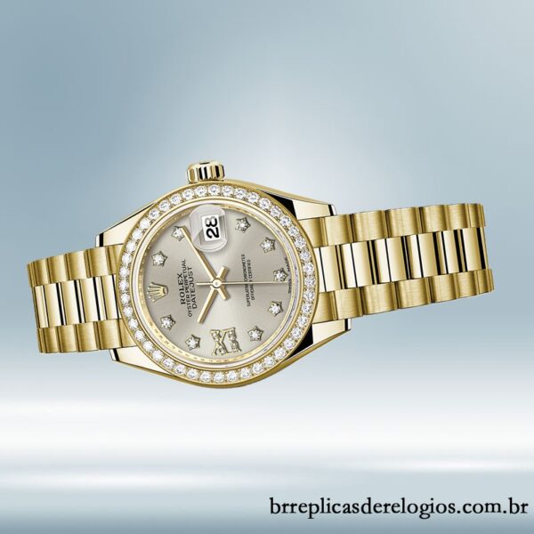 Rolex Datejust m279138rbr-0001 Senhoras 28mm Mostrador Diamante Prateado Tom de ouro - Image 3
