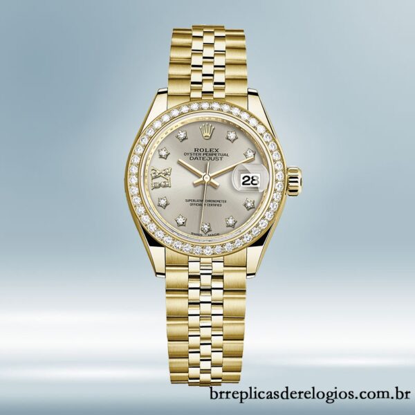 Rolex Datejust m279138rbr-0001 Senhoras 28mm Mostrador Diamante Prateado Tom de ouro - Image 5