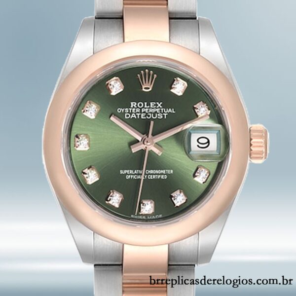 Rolex Datejust 28mm Senhoras 279161 Tom prata Mostrador Verde