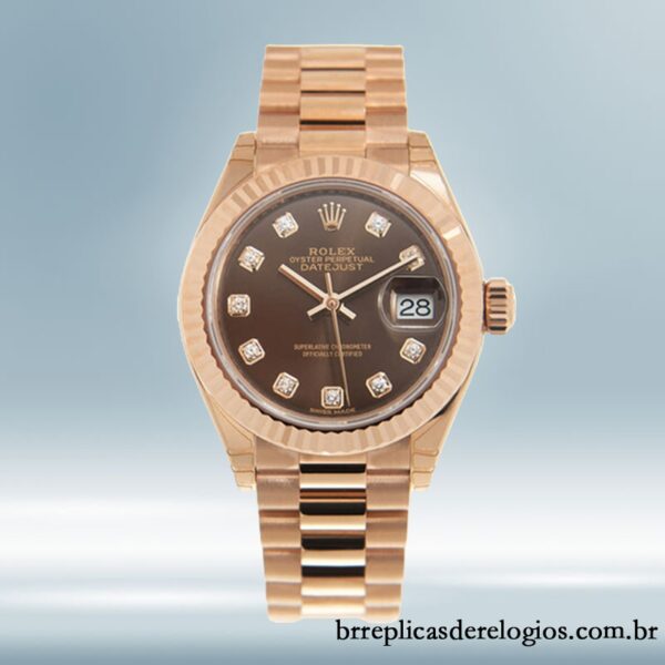 Rolex Datejust m279175-0016 28mm Senhoras Mostrador Chocolate Rosa Dourado - Image 2
