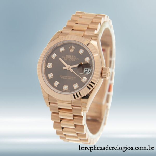 Rolex Datejust m279175-0016 28mm Senhoras Mostrador Chocolate Rosa Dourado - Image 3