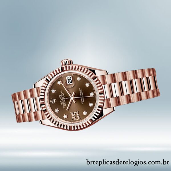Rolex Datejust Senhoras 28mm m279175-0002 Mostrador Diamante Chocolate Rosa Dourado - Image 3
