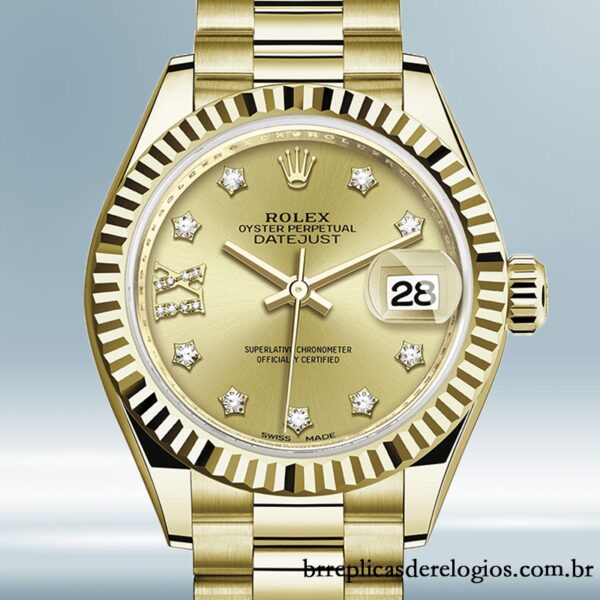Rolex Datejust 28mm Senhoras m279178-0014 pulseira do presidente Tom de ouro