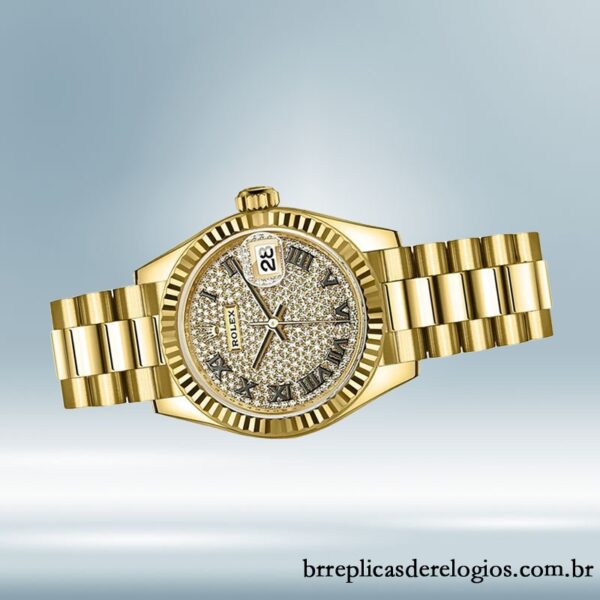 Rolex Datejust m279178-0031 Senhoras 28mm Mostrador Pavimentado em Diamante Tom de ouro - Image 3