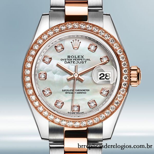 Rolex Datejust Senhoras m279381rbr-0014 28mm Tom prata Automático