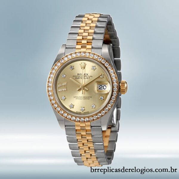 Rolex Datejust Senhoras 28mm m279383rbr-0021 Mostrador Diamante Champanhe Tom prata - Image 2