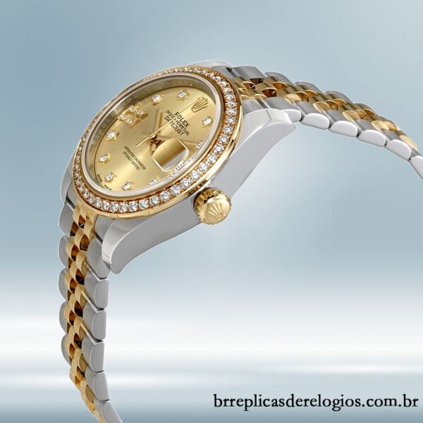 Rolex Datejust Senhoras 28mm m279383rbr-0021 Mostrador Diamante Champanhe Tom prata - Image 3