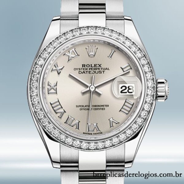 Rolex Datejust Senhoras 28mm m279384rbr-0010 Tom prata