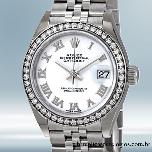 Rolex Datejust 28mm Senhoras m279384rbr-0019 Tom prata