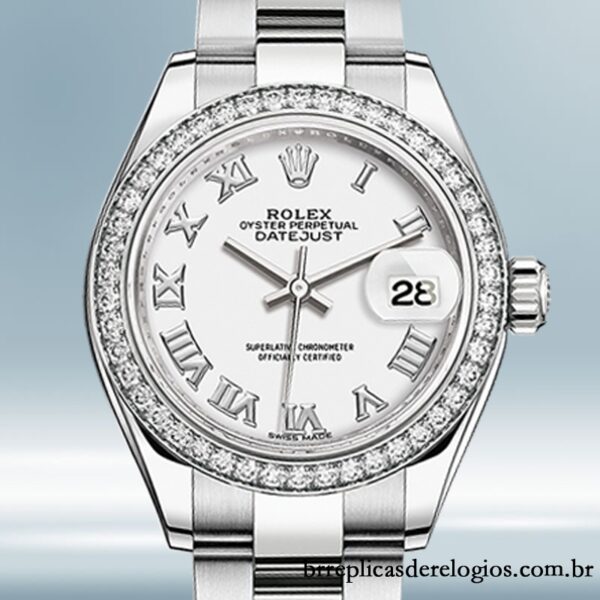 Rolex Datejust m279384rbr-0020 Senhoras 28mm Tom prata pulseira de ostra