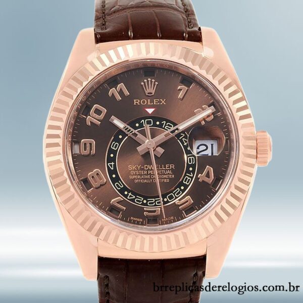 Rolex Sky-dweller masculino 326135-L 42mm Mostrador Marrom Automático
