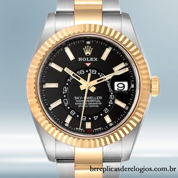 Rolex Sky-dweller 42mm masculino m326933-0002 mostrador preto