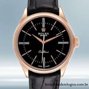 Rolex Cellini m50505-0009 masculino 39mm Correia de couro Rosa Dourado