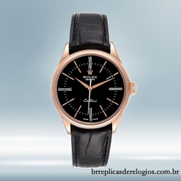 Rolex Cellini m50505-0009 masculino 39mm Correia de couro Rosa Dourado - Image 2