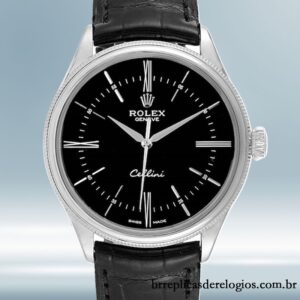 Rolex Cellini 39mm masculino m50509-0006 mostrador preto Tom prata